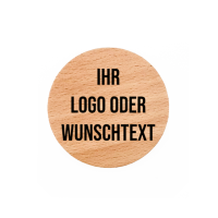 Flaschenöffner rund Buche mit Text oder Logo rund 6,4cm und Magnet