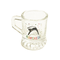 Schnapsglas mit Henkel 30776 bedruckt, veredelt, mit Logo / Label ab 12 St.