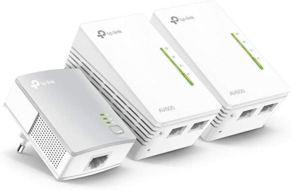 TP-Link WLAN Powerline Adapter Triple Set TL-WPA4220T KIT(600Mbit/s, WLAN 300Mbit/s, Wi-Fi Clone, Fast-Ethernet-LAN, Plug&Play, Kompatibel mit Allen HomePlug AV/AV2 Powerline Adaptern)